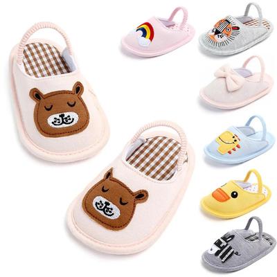 Newborn Baby Spring Autumn Cartoon Cute Baby Cotton Slippers Winter Breathable Warm Corduroy Indoor Boy Girl Slippers Flip Flops