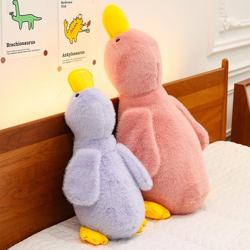 Cartoon Pink Puffed White Duck Plush Toy With Soft Pp Cotton For Kids Bedroom Decor