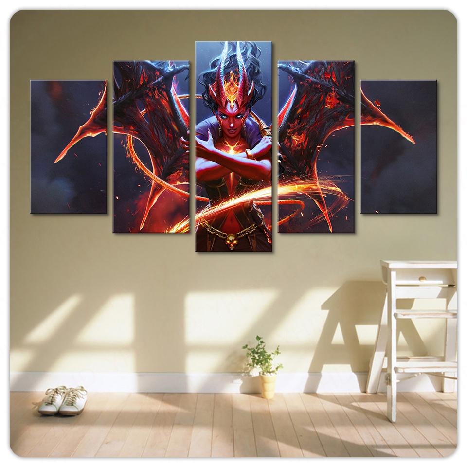 5 Panels Canvas Wall Arts Poster Painting Queen Of Pain Arcana Dota 2 Eminence Of Ristul Pictuer Print Home Decor Living Room