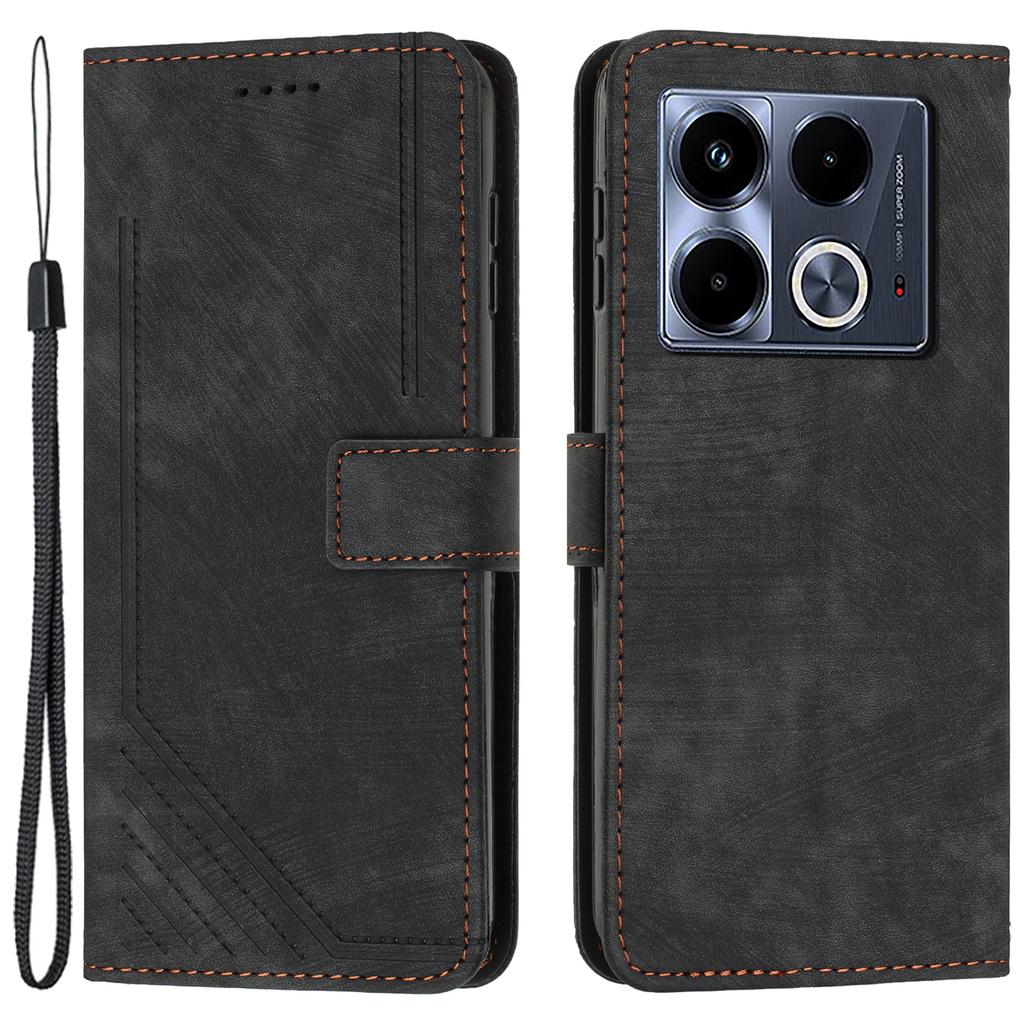 For Infinix Note 40 5G Case Anti-Drop Lines Imprinted PU Leather Wallet Flip Phone Cover
