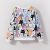 2-7 Jahre Kinder Mädchen Jungen Rundhals Sweatshirt Niedlicher Bunter Katzenprint Langarm Oberteil Shirts