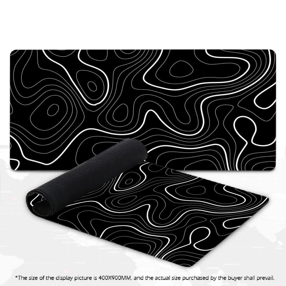 Abstract Topography Line Art Large XXL Mouse Pad Non-Slip Rubber Gaming Keyboard Deskmat Overlocked Game Table Accessories