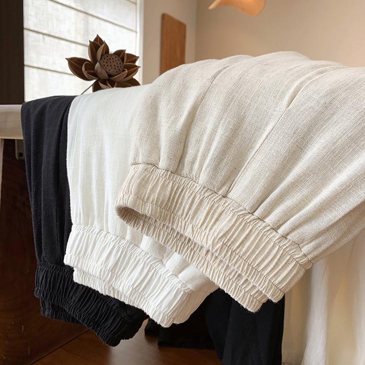 2025 Fall/Winter Cotton Linen Women's Chic Wide-Leg Skirt Pants - Textured, Flowy, and Leg-Elongating