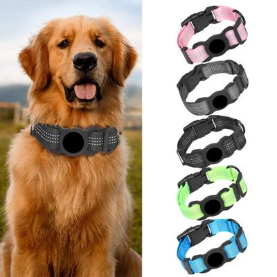 Reflektierendes Ortungshalsband für Katzen und Hunde mit AirTag-Halter, langlebiges, verstellbares, sicheres Halsband für Haustiere
