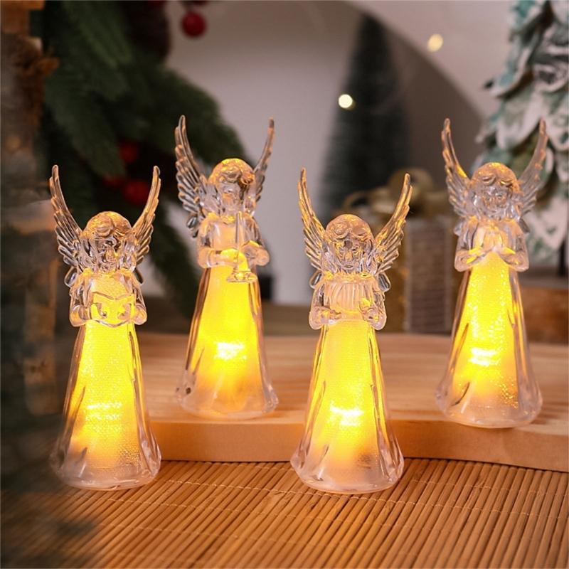 4Pcs Clear Angel LED Night Lamp Cartoon Bedsides Ornaments Creating Warm Ambients Lighting