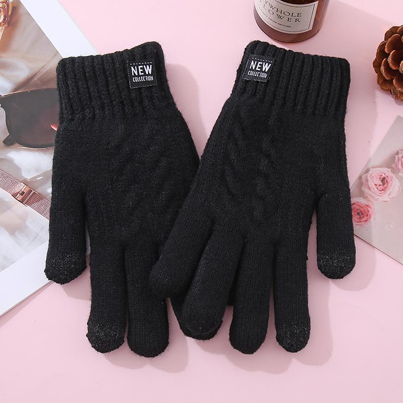 

Новые двухслойные утолщенные и бархатные зимние перчатки для сенсорных экранов, предотвращающие холод и тепло, плюшевые женские вязаные перчатки