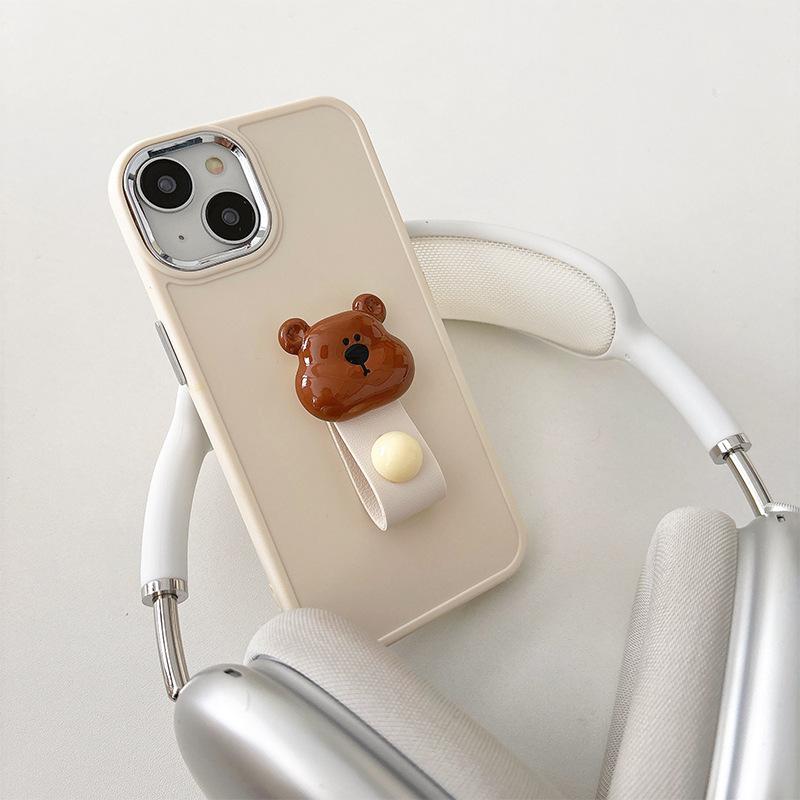 

Пряжка-кольцо в виде медведя для IPhone17Promax Однотонная Простая для Apple 16 Чехол для мобильного телефона 13 Силикон 12 Легкая роскошь For iPhone 17Promax