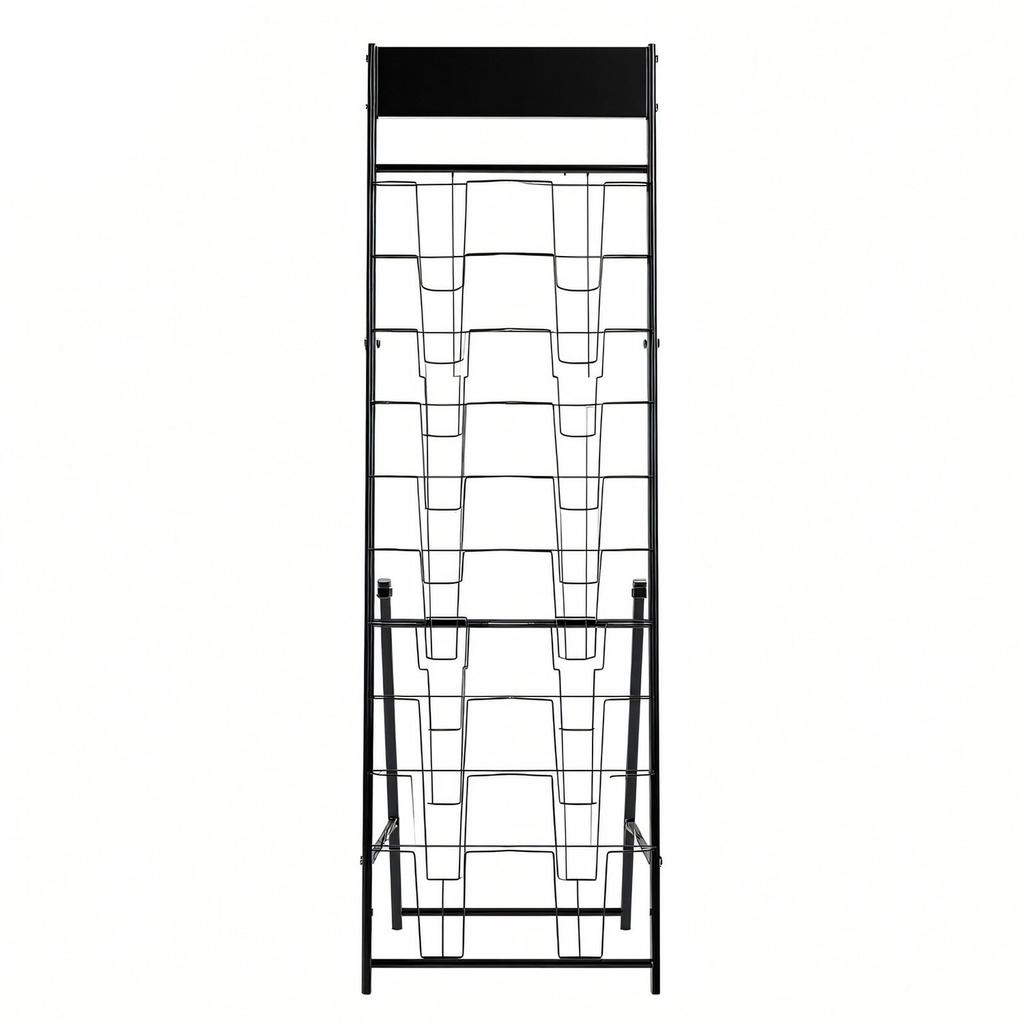 Brochure Display Rack, 20 Pockets Magazine Literature Display Stand, Portable Floor Standing Magazine Rack, Metal Newspaper Catalog Holders for Shop,