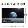 2D Flat Printing Space Wall Hanging Earth Rise from Lunar Surface Starry Sky Backdrop