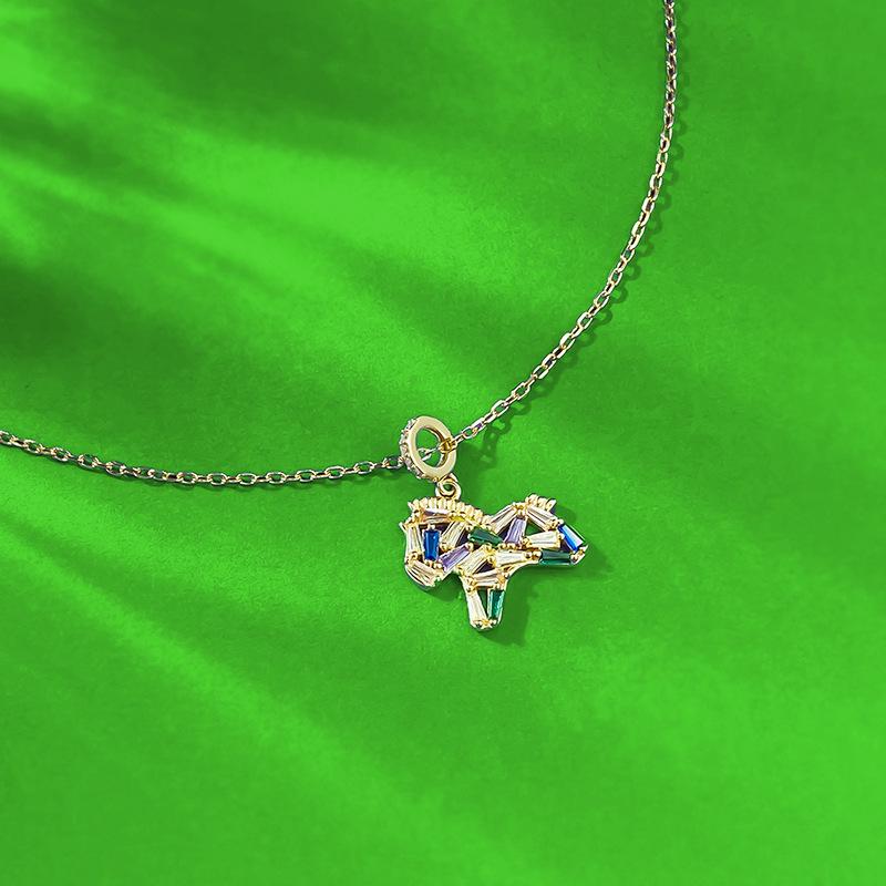 Zhuozhifan 2026 Zodiac Rock Candy Color Diamond Horse Necklace - S925 Sterling Silver Dopamine Fashion Collection