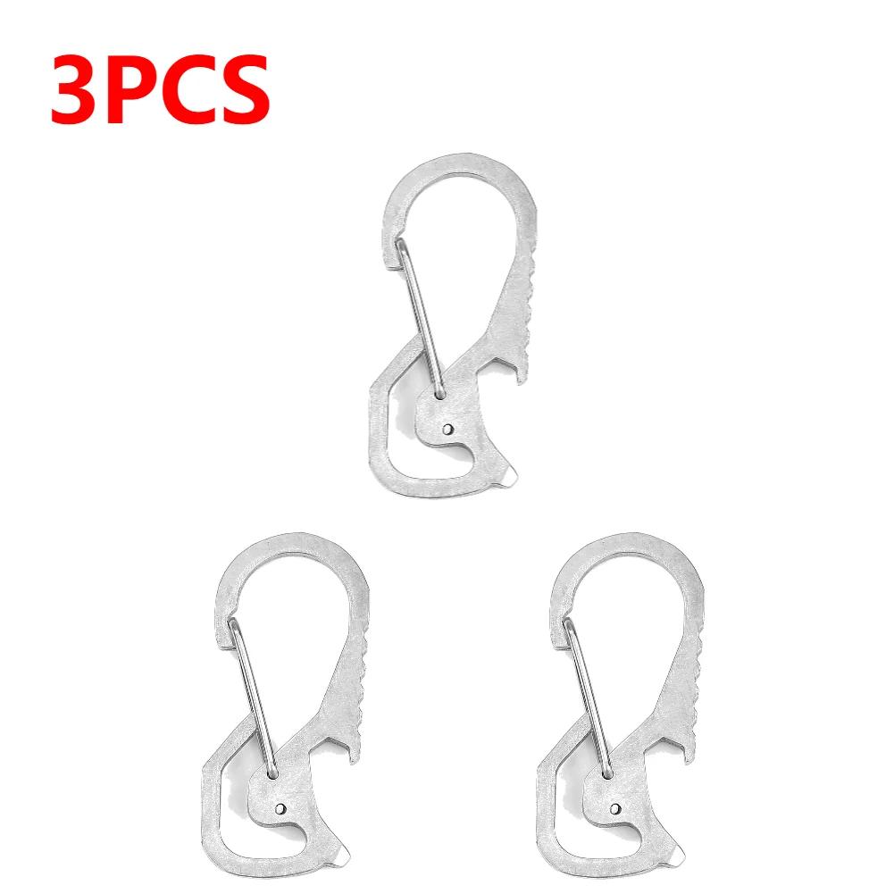 Keyring Bottle Opener Stainless Steel Pocket Keychain Carabiner Multifunctional Practical Mountaineering Buckle Outdoor Gear