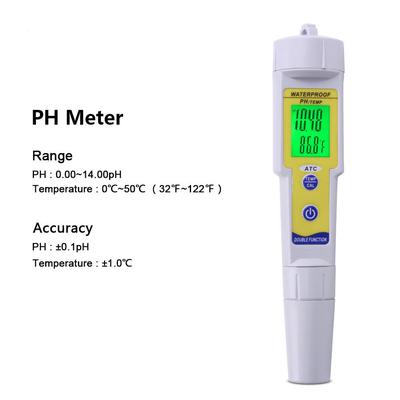 Professional Mini PH Meter Automatic Correction Waterproof Acidity Meter Pen Type Quality Analysis Device With Backlight