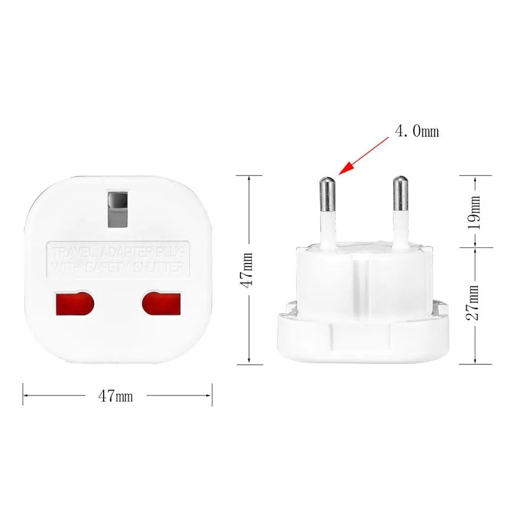 Power Charger Travel Adapter Wall Socket Outlet Connector Durable UK To EU Converter
