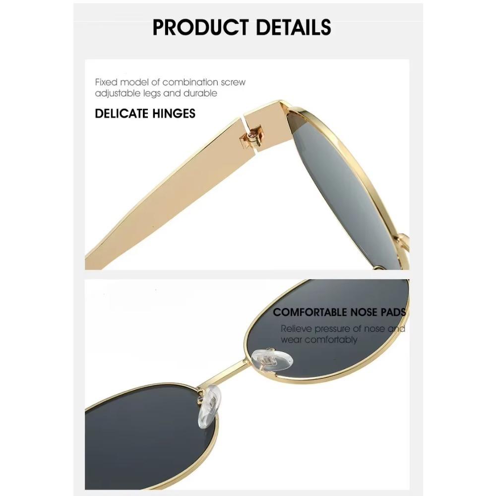 Luxury Metal Men's and Women's Sunglasses, Unisex Designer Fashion Sunglasses, Oval Shaped Unisex Fashion Glasses