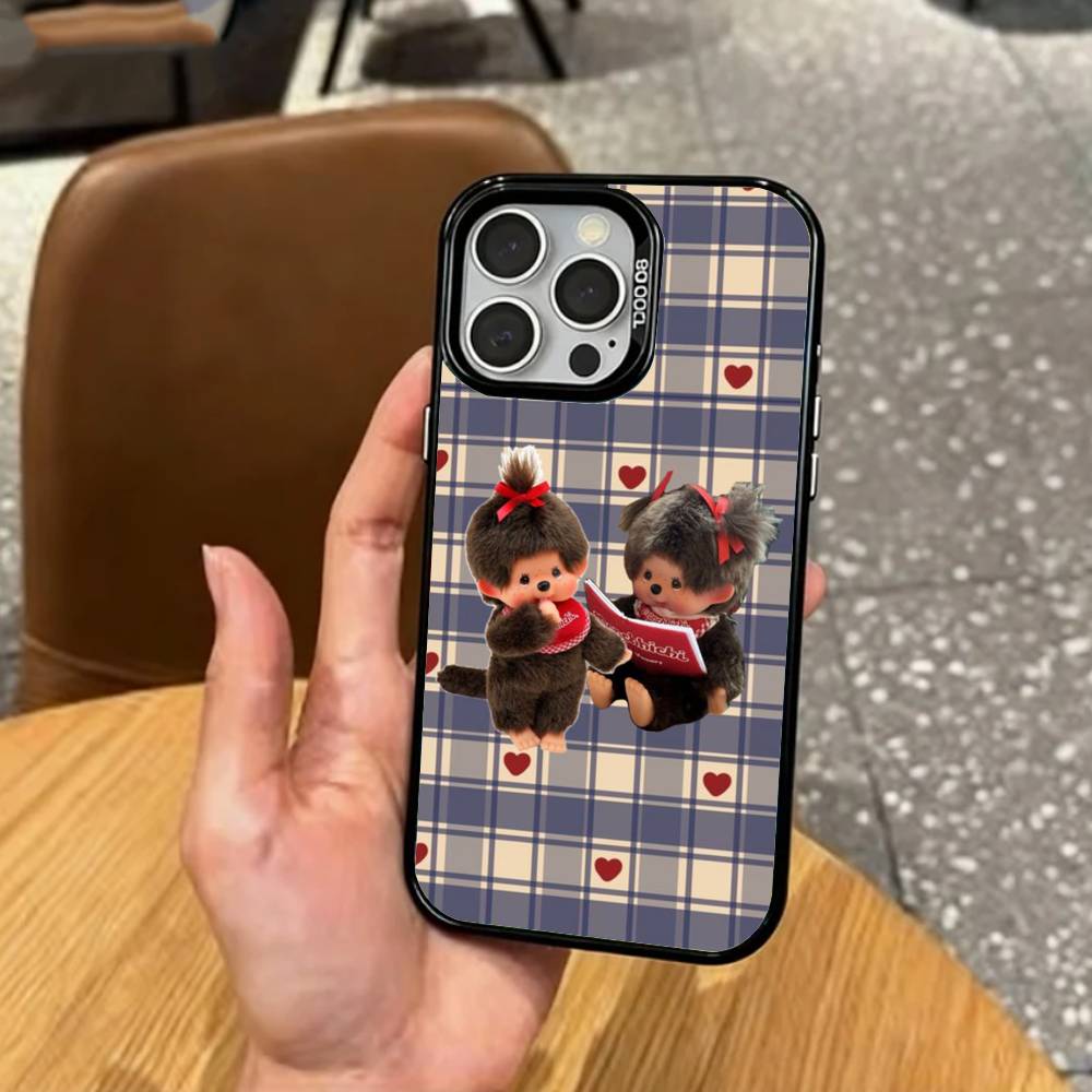 Plush Doll M-Monchhichis  Phone Case For iPhone17,16,15,14,13,12,11 Plus,Pro Max Colored Silver Plated Inside Cover