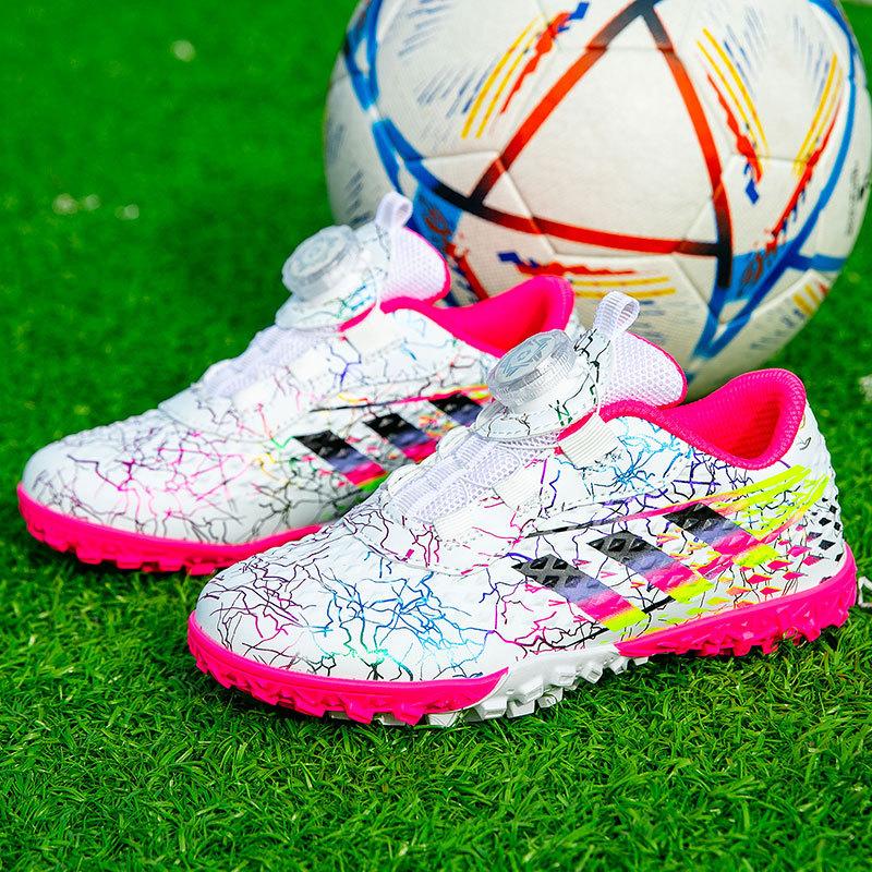 

Новые футбольные бутсы мужские и женские детские вращающаяся пряжка TF сороконожки молодые студенты игра на траве тренировочные бутсы 39