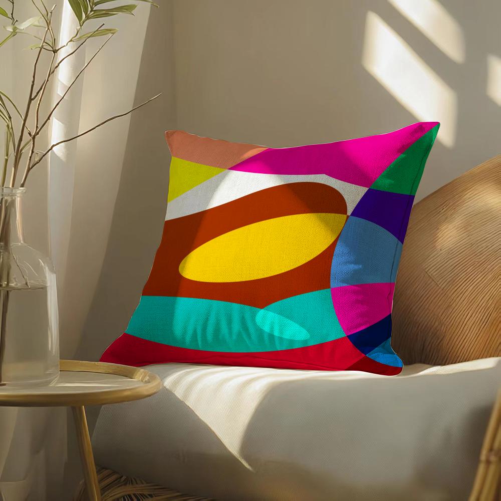 Abstractcurvecontrastingcolors Pillow Case Pillowcase, Double-Sided Printed, Sofa Cushion, Bedroom Headboard