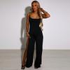 Women Jumpsuit Spaghetti Straps Side High Split Slim Fit Sexy Backless Lace Up