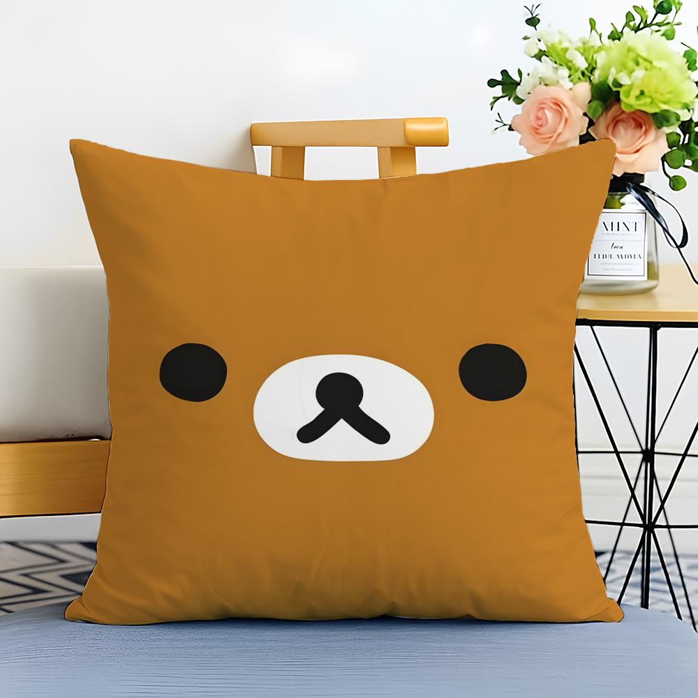 RRilakkuma Cushion Cover Washable Linen Pillowcase Soft  for Sofa Bed Cozy Home Room Decor