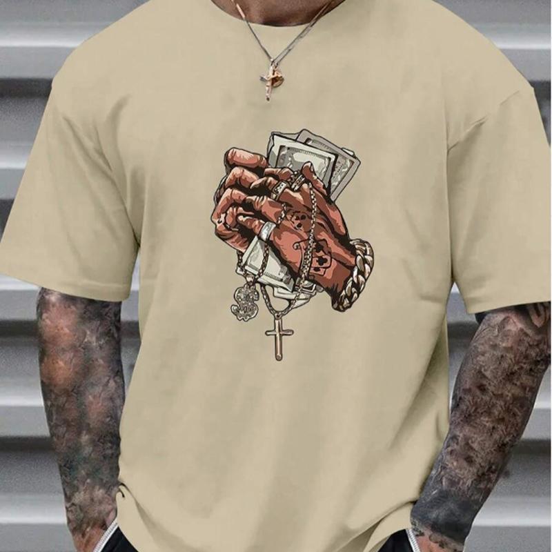 New Summer Men's Fashion T-shirt Rich People Printed Men's T-shirt Top