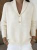 European & American Cross-Stitch Button Polo Collar Sweater - Autumn/Winter Casual Women's Fashion 2026