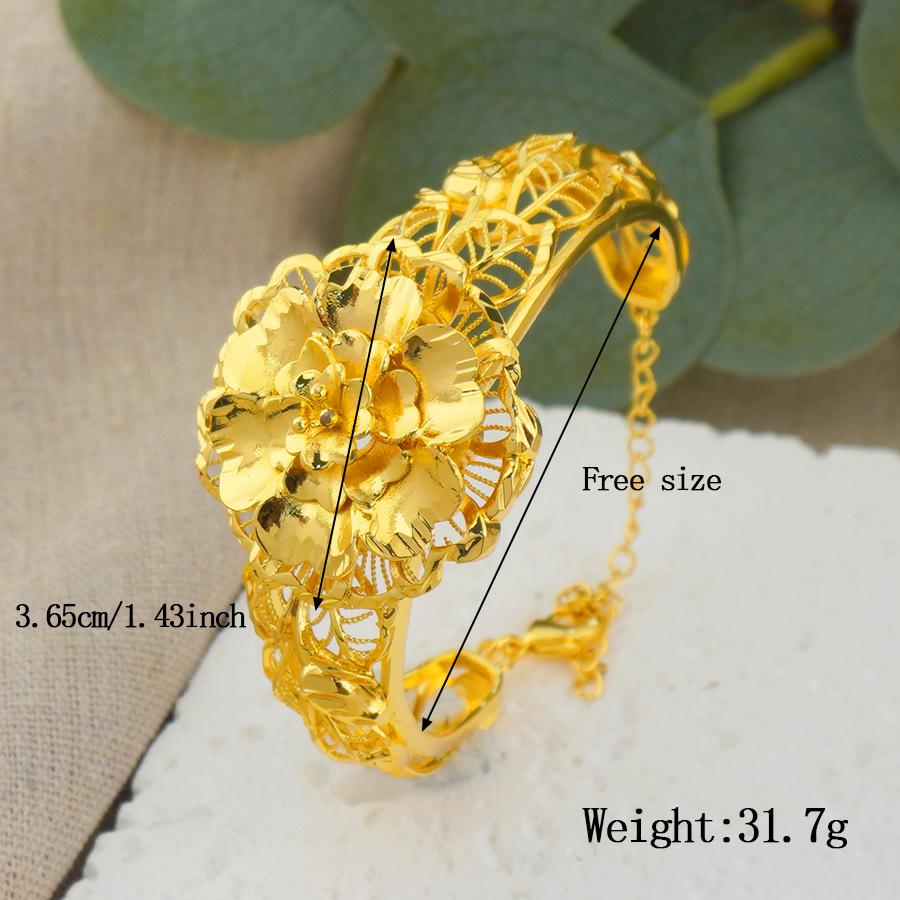 Exquisite Middle Eastern & African Copper Flower Bracelet - Arabic Luxury Charm for Ladies, Ideal Wedding & Banquet Gift