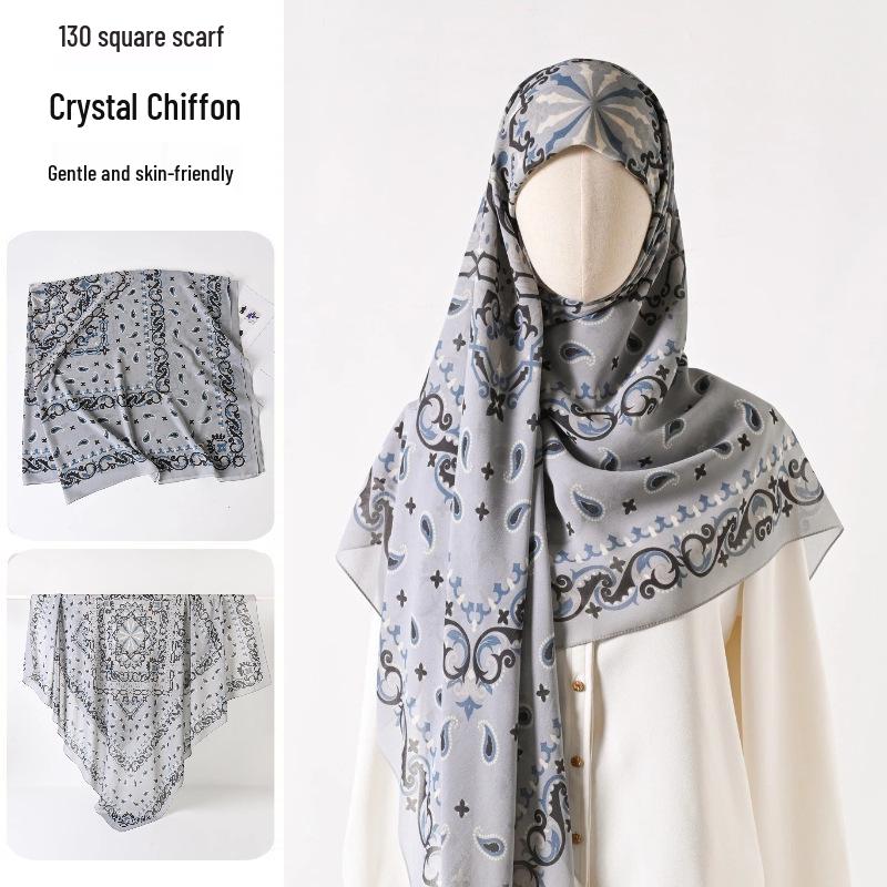 Damenmode 130x130 Seidenähnlicher Gaze Quadratischer Schal Stola - High-End, Leichtgewicht, Langer Schal