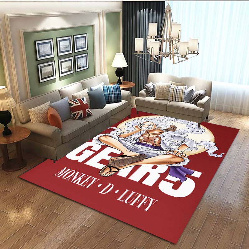 3D printed ONE PIECE cartoon cute rug, suitable for living room, bedroom, table, kitchen doorway, children's non-slip floor mat,