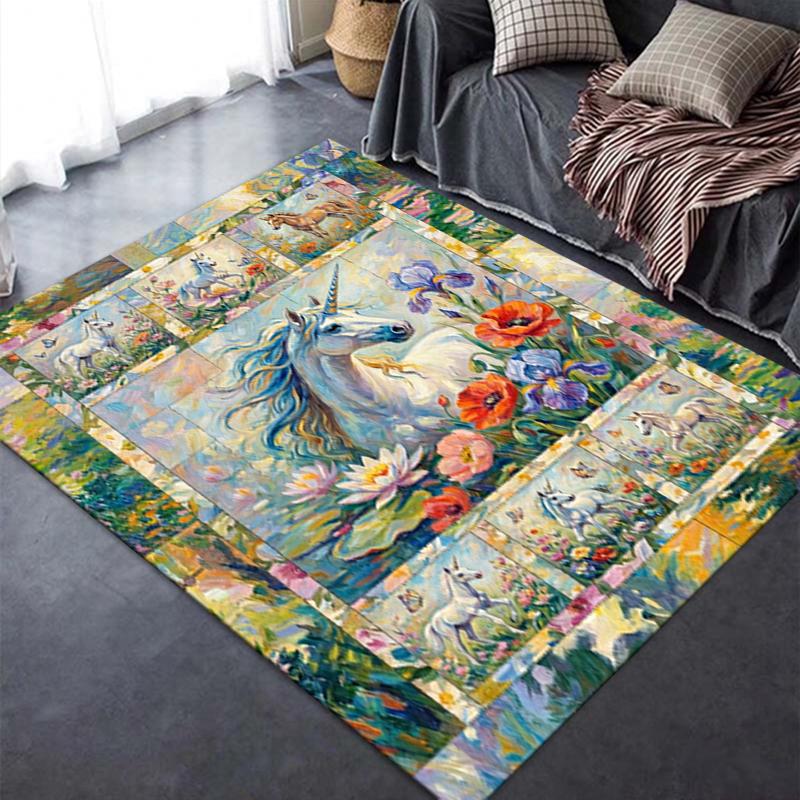 2025 New Unicorn Animal Carpet Rug for Living Room Bedroom Home Sofa Decoration,Kids Play Non-slip Floor Mat138