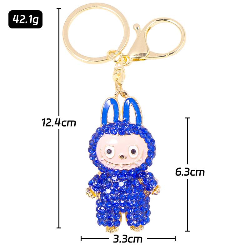 Cross Border Popular Cartoon Doll with Canvas Keychain, Small Pendant Accessories, Rhinestone Metal Rabbit Keychain