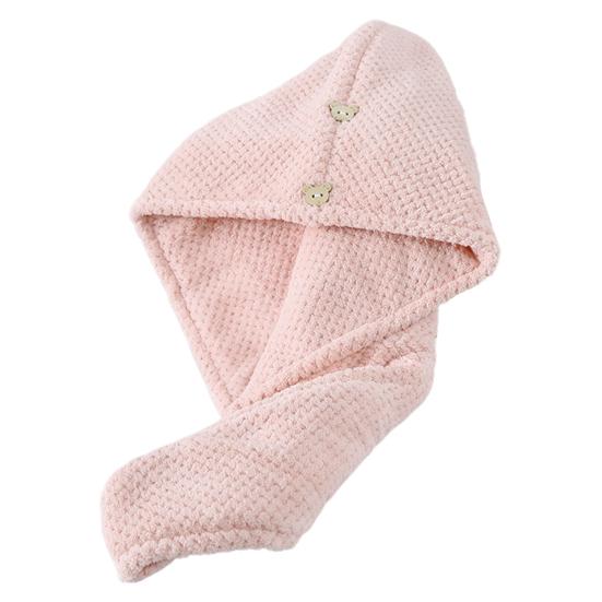 Yousheng vysoušecí ručník na vlasy Super absorpční Rychleschnoucí korálový fleece Kreslený medvědí knoflík Ženy kudrnaté Dlouhé Tlusté Mokré vlasy Ručník na vlasy Zábal čepice z mikrovlákna