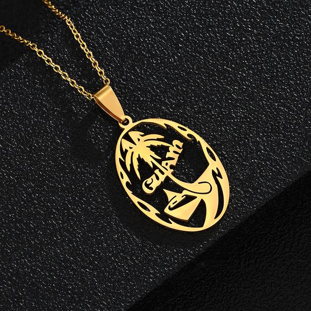 Guam Halsketten für Frauen Männer Gold Farbe Guam Anhänger Hochzeit Party Engagement Edelstahl Schmuck
