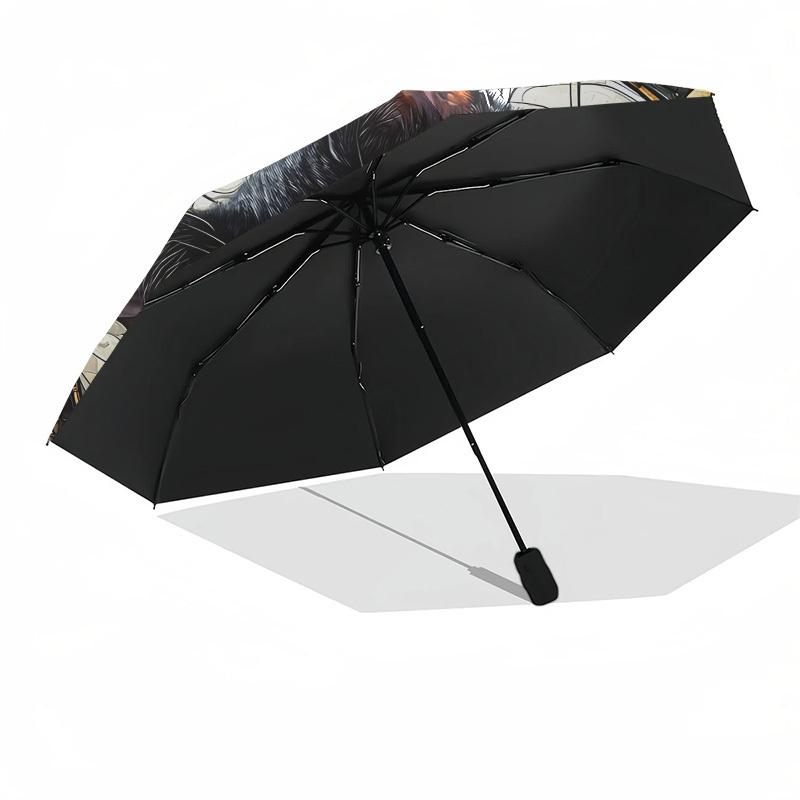 1pc Black Cat Artwork Automatic Folding Umbrella, Heavy-Duty 8-Rib Construction, Perfect for Everyday Yy251114113