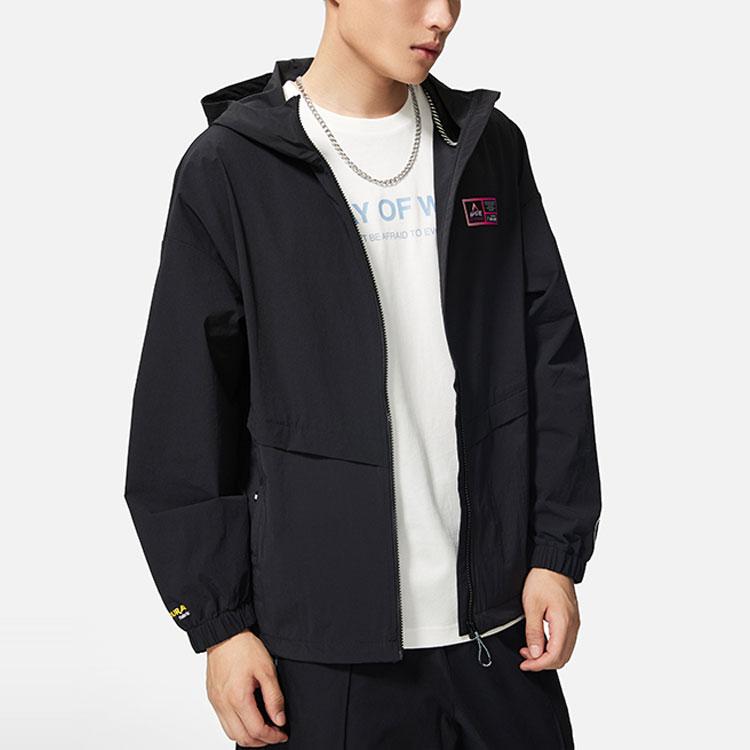 Li-Ning Wade Series Casual Loose Letter Windbreaker Jacket Men Jackets Black AFDS797-1
