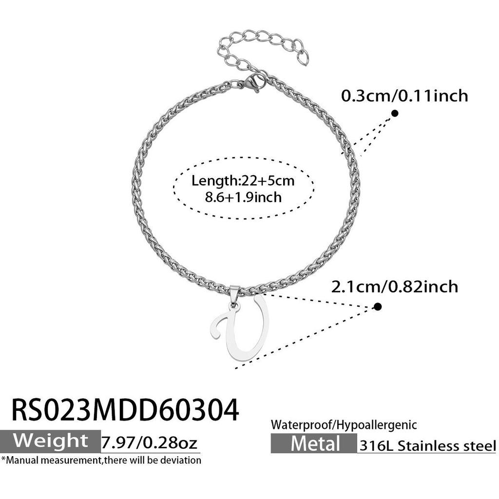 26-Letter Pendant Anklet: Stainless Steel Simple Design Foot Jewelry
