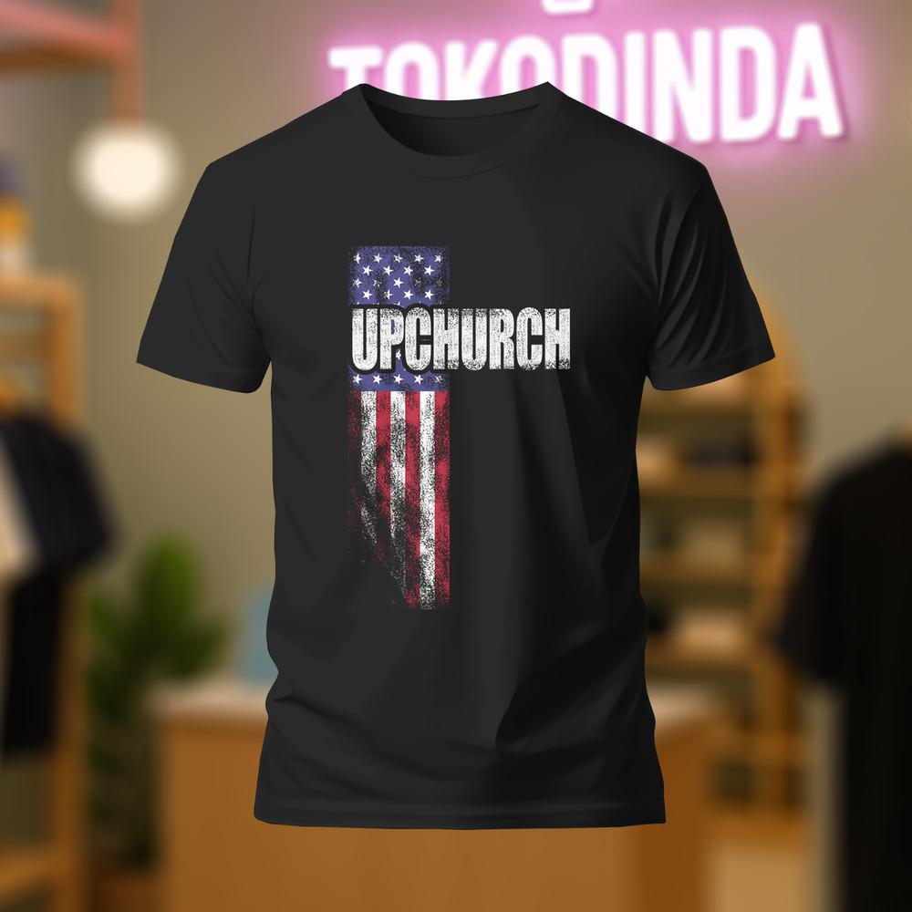 Supersoft Upchurch Family American Flag logo T-Shirt Funny Made In USA S-5XL Unisex T-Shirt L