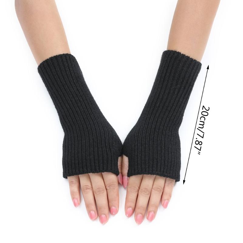 Keep Hand Warm Half Finger Gloves Women Skiing Fingerless Mitten Solid Color