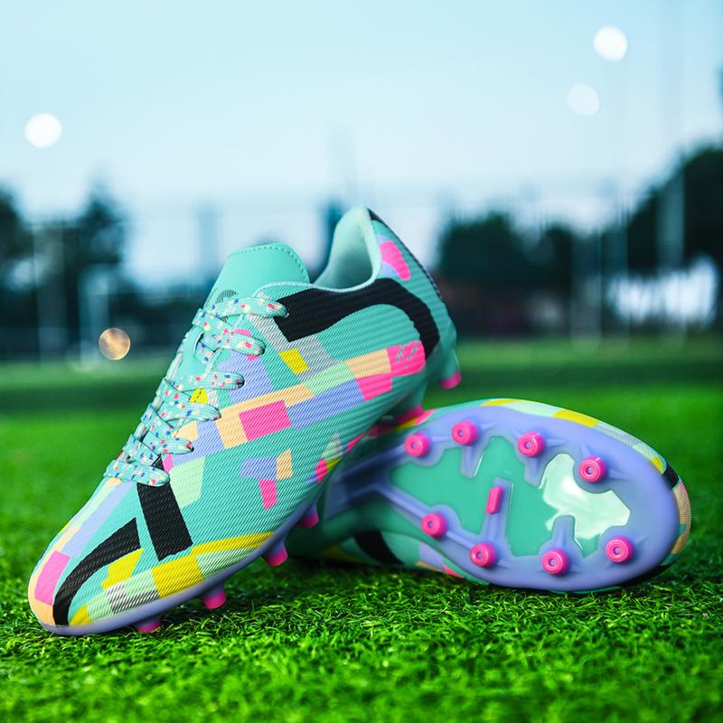 New Men Sport Soccer Shoes Training Boys Football Boots Outdoor Long Spikes Non Slip Cleats Breathable Match Comfortable