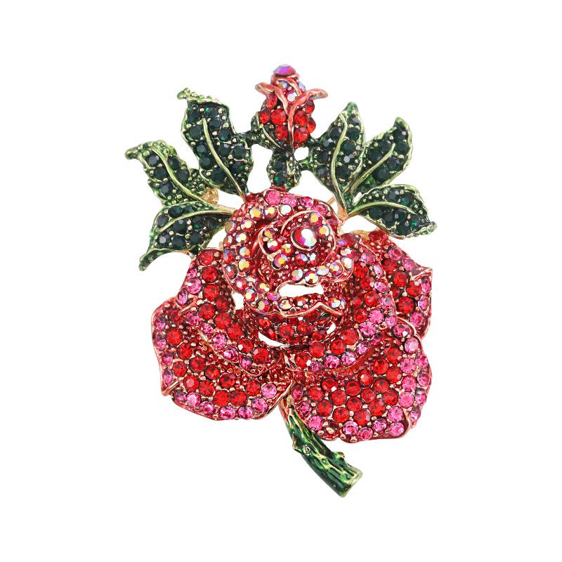 2024 Qixi Valentinstag Rosen Strass Brosche: Emaille Anstecknadel & Kleidungsschmuck-Accessoire