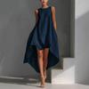 Europe, America, 2026 Amazon Independent Station Summer Women's Clothing Cotton and Linen Front Short Back Long Irregular Sleeveless Vacation Dress