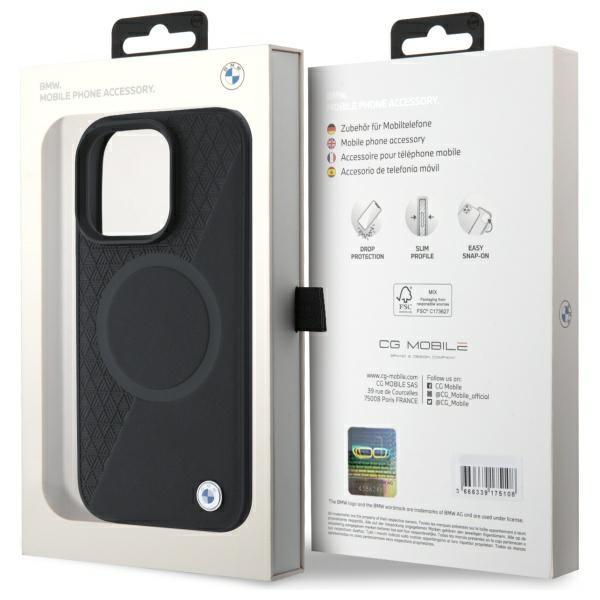 BMW BMHMP16X23RTPK iPhone 16 Pro Max 6.9" black/black hardcase Sign Leather Half Textured And Circle MagSafe