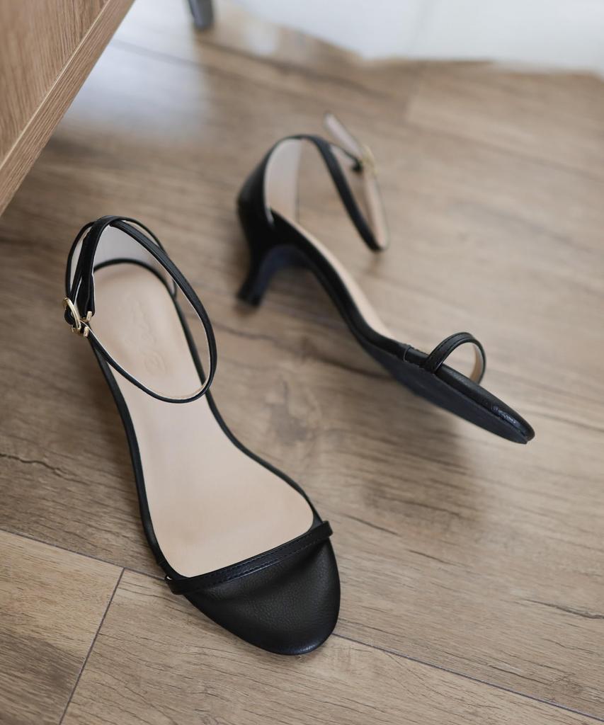 Kitten Heel Sandals for Size [Sest] One-strap Women, LL, Black, dts3409-BLK-LL