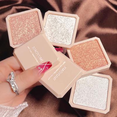 Two-tone High-gloss Face and Eye Gloss Integrated Palette, Sparkling Pearlescent Pink Blend Lasting Development High Disc,