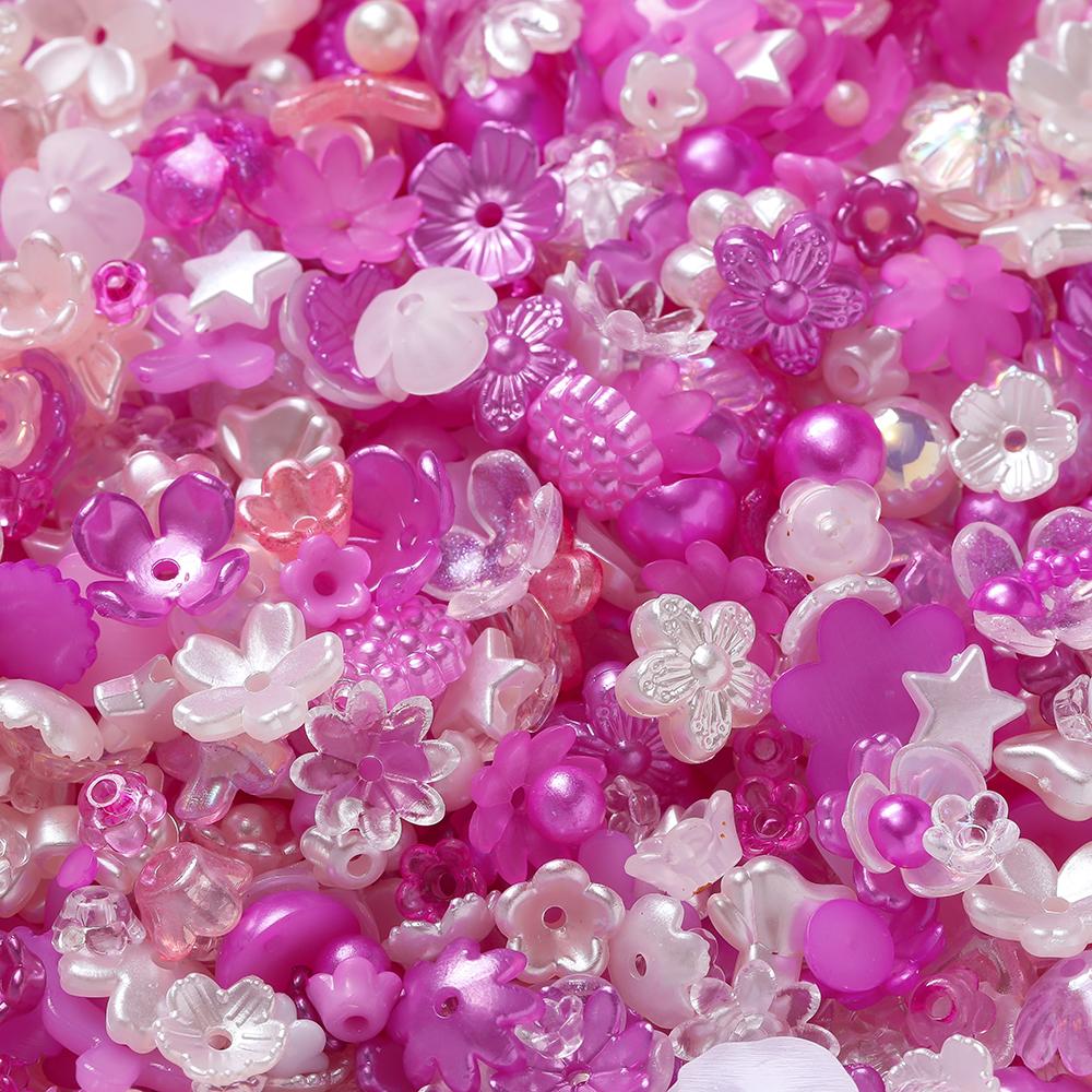 20g Acrylic Mixed Beads Colored Flower Star Shaped Spacer Loose Beads for DIY Jewelry Making Necklace Phone Chain Supplies