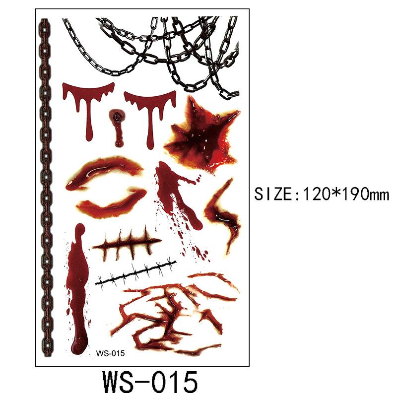 Halloween Tetovací samolepka Rána Jizva Horor Zábavný Kostýmová párty Samolepka na obličej Tetování