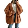 Autumn/Winter Solid Color Knit Cardigan: Women's Loose Patchwork Long Sleeve Sweater