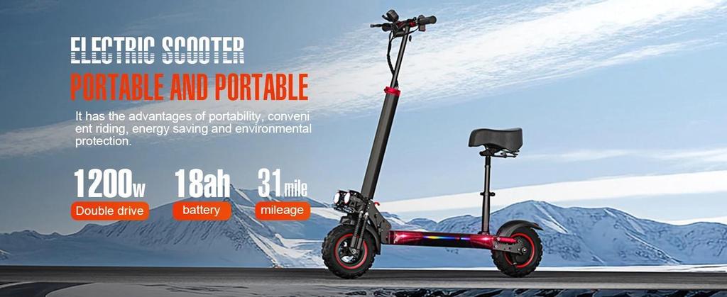 2026 Neuer E-Scooter J11 Max Faltbarer Elektroroller 1200W Motor 48V18AH 10-Zoll-Reifen Reise für Erwachsene mit Sitz 30-40 Meilen Elektroroller