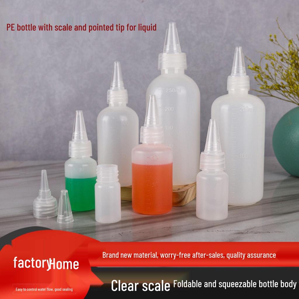 Graduated Food Grade PE Squeeze Bottle with Pointed Spout for Sauces, Paints, and More