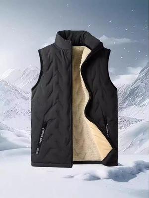 Herren Weste aus schwarzem Lammfell - Warm, Samt gefüttert, Locker geschnitten, Oberbekleidung für Herbst und Winter