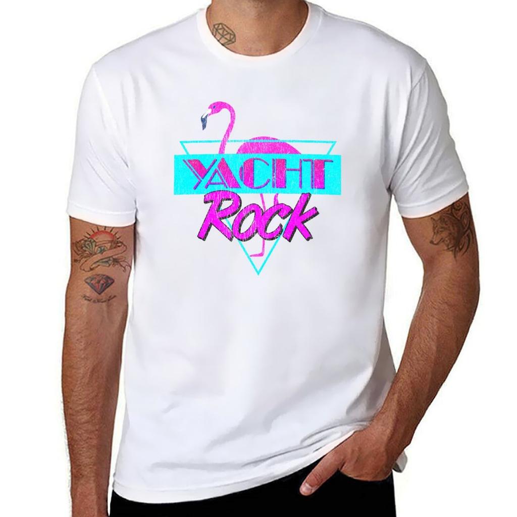Yacht Rock Retro Flamingo T-Shirt Cotton Tshirt 100% T Shirts Designer Man T Shirt Cotton T-Shirt